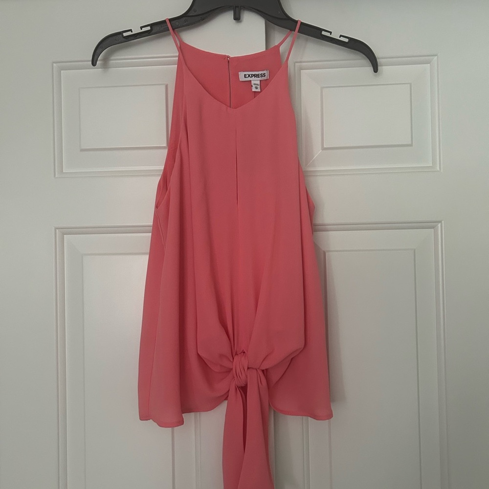 Express Pink Tie Front Camisole Tank Top